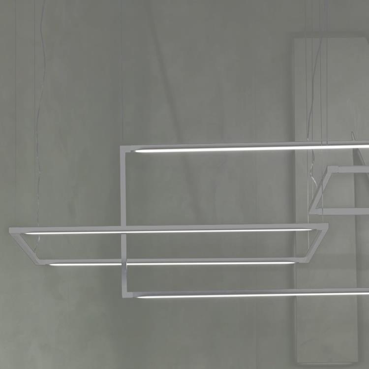 Suspension LED horizontale éclairage orientable métal L114cm SPIGOLO Blanc
