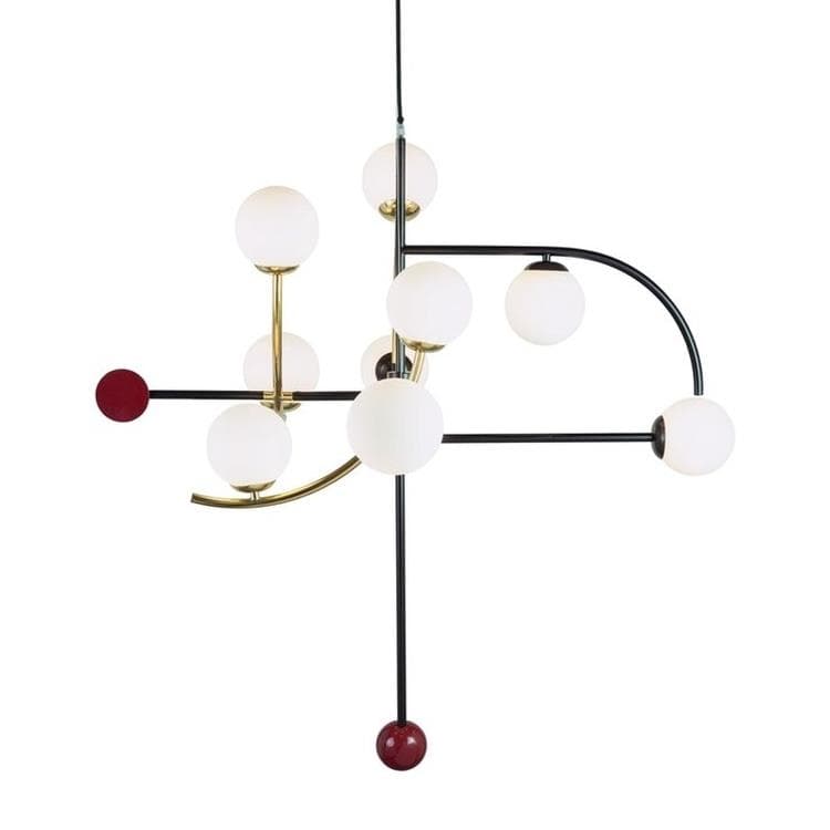 HELIO 1-Suspension métal 9 lumières verre L120cm