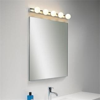 CABARET 5 Applique salle de bain 5 lumières métal et verre opalin L70cm  Chrome Astro - LightOnline