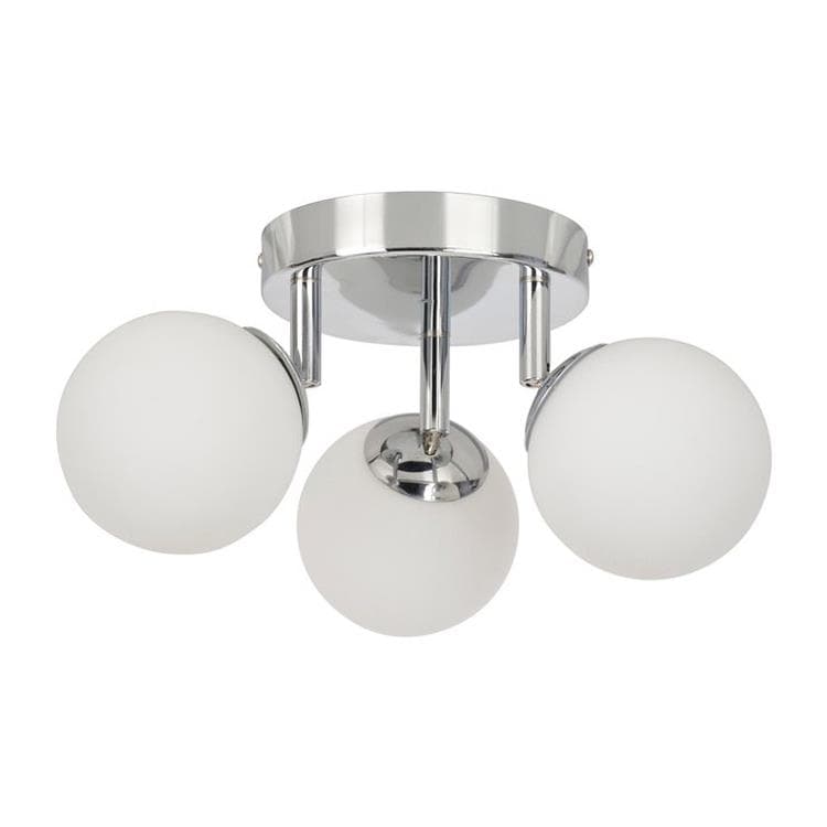 OPAH Plafonnier de salle de bain 3 lumières métal et verre L19cm Chrome  Corep - LightOnline
