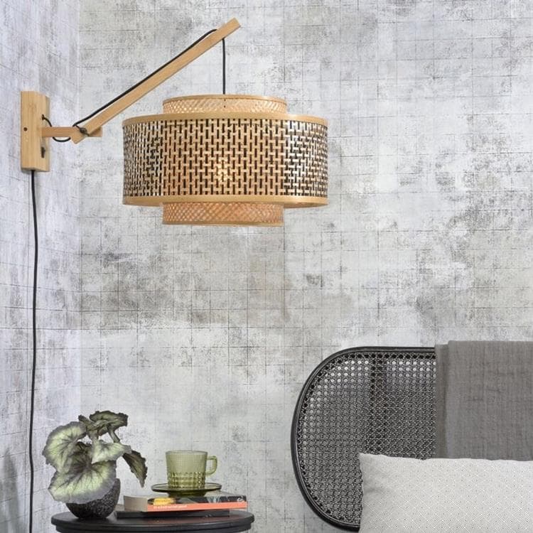 Applique Bambou déportée avec câble S Ø50cm BHUTAN Naturel et Noir