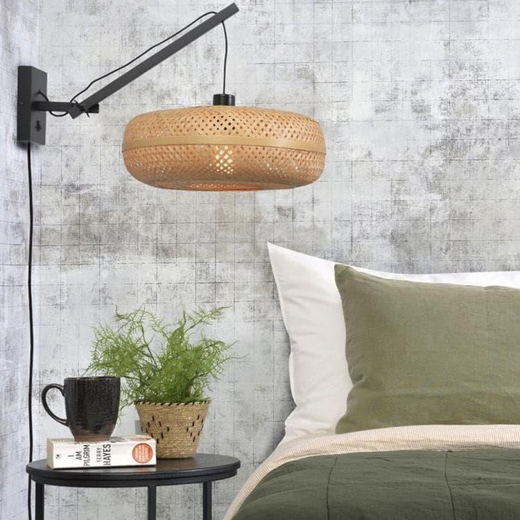 Applique Bras déporté Bambou Ø40cm PALAWAN Noir et Naturel