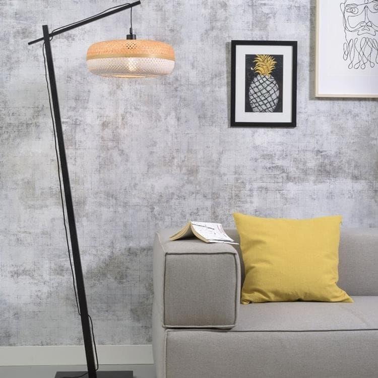 Lampadaire Bambou H176cm PALAWAN noir et blanc