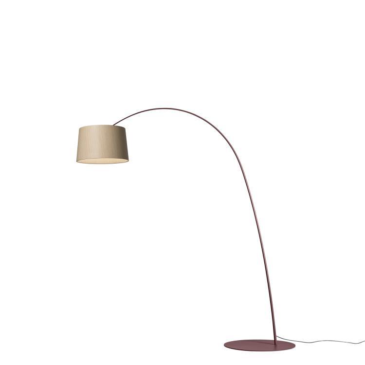 TWIGGY WOOD-Lampadaire Arc LED avec Variateur H215cm Burgundy / Chêne