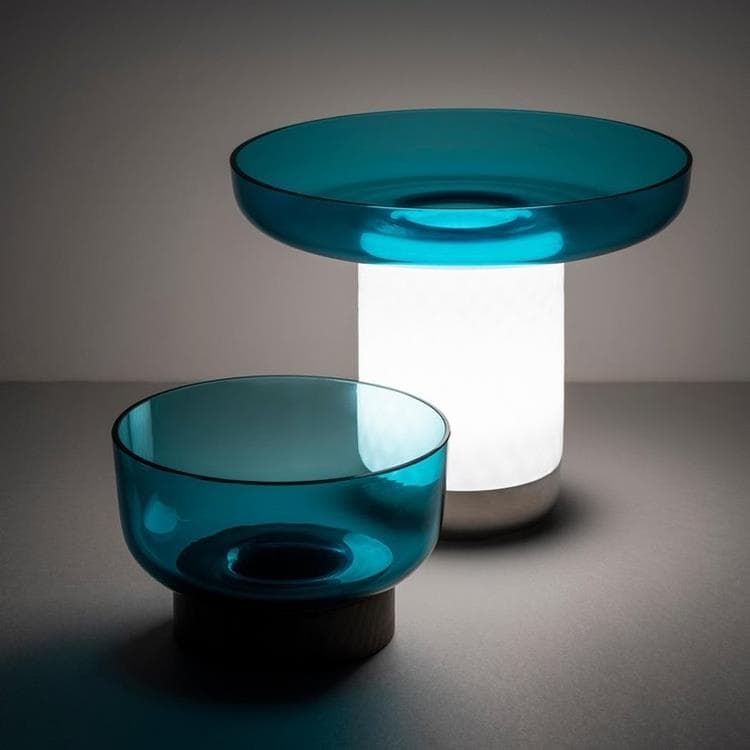 Lampe sans fil avec coupelle H21cm BONTÀ turquoise