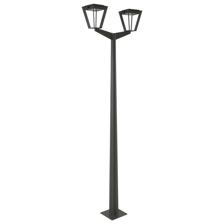 METRO-Lampadaire solaire 2 lumières Aluminium H220cm Gris espace Les