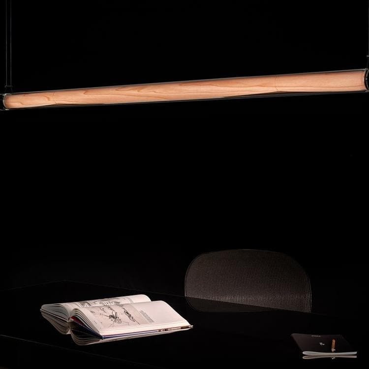 Suspension LED Bois / Verre L150cm ESTELA bois de hêtre