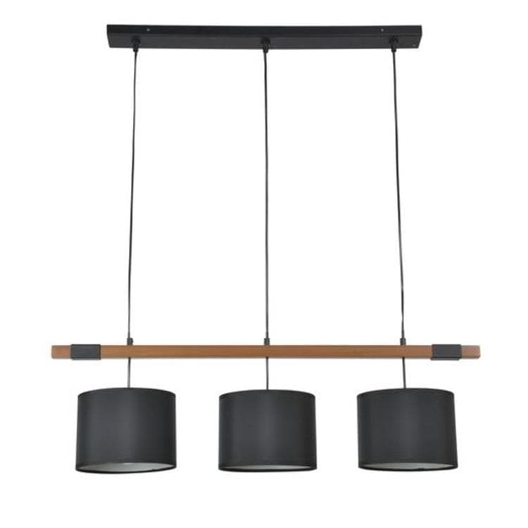 bogart-suspension 3 lumières bois / textile l90cm