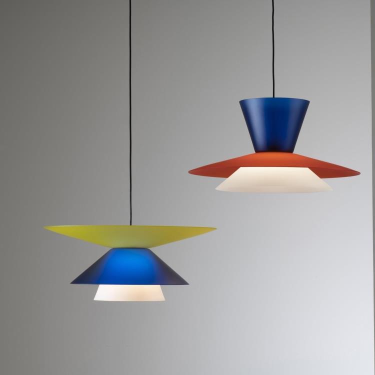 Suspension personnalisable Méthacrylate Ø60cm LADY GALALA bleu orange et blanc