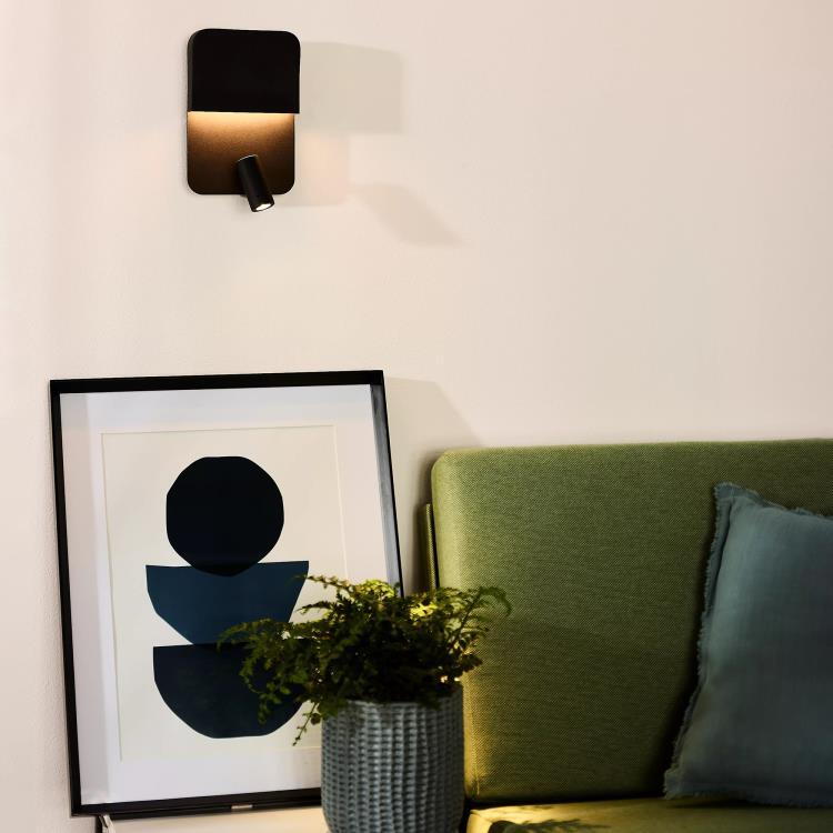 Applique Acier avec spot et port USB H24cm BOXER Noir