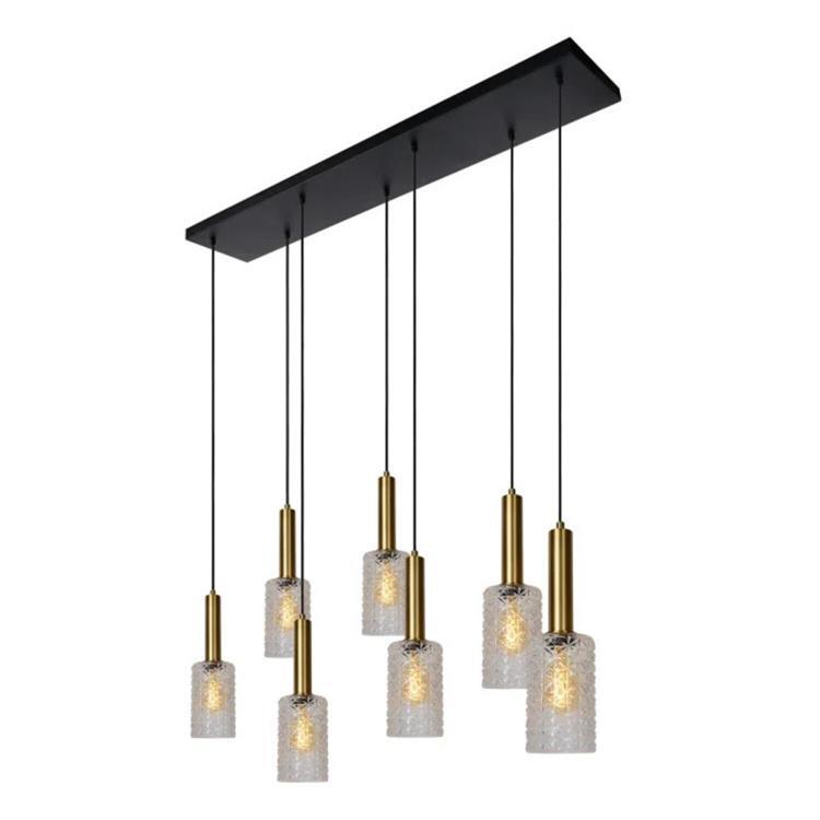 Suspension Verre 7 lumières L132cm CORALIE Transparent