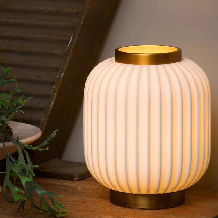 Lampe à poser Porcelaine H23.8cm GOSSE blanc laiton