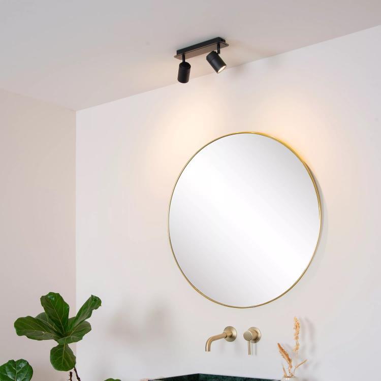 Spot/Plafonnier salle de bain 2 lumières L28cm LENNERT Noir