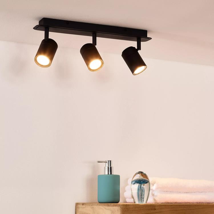 Spot/Plafonnier salle de bain 3 lumières L40cm LENNERT Noir