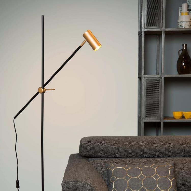 Lampadaire H165cm PHILINE noir laiton