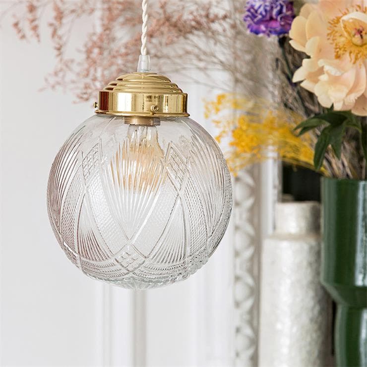 Suspension Verre/Laiton Ø20cm PRECIEUSE Transparent