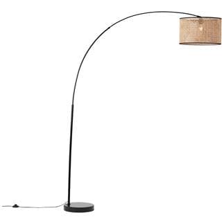 WILEY Lampadaire Métal/Rotin H200cm Naturel et Noir Brilliant - LightOnline