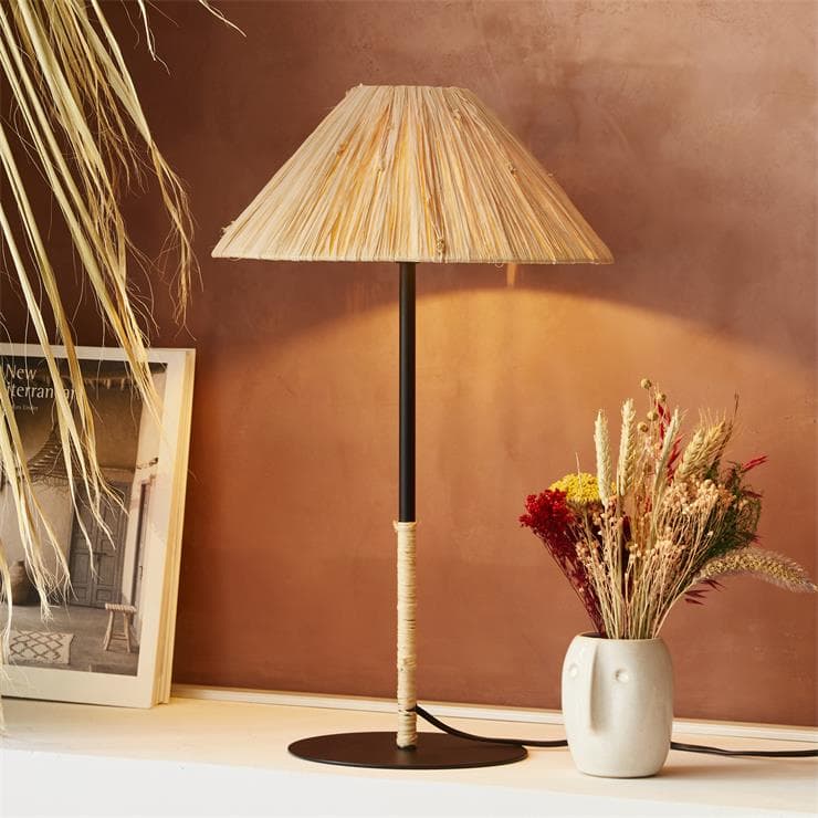 Lampe à poser Métal/Raphia H50cm PLAYA naturel