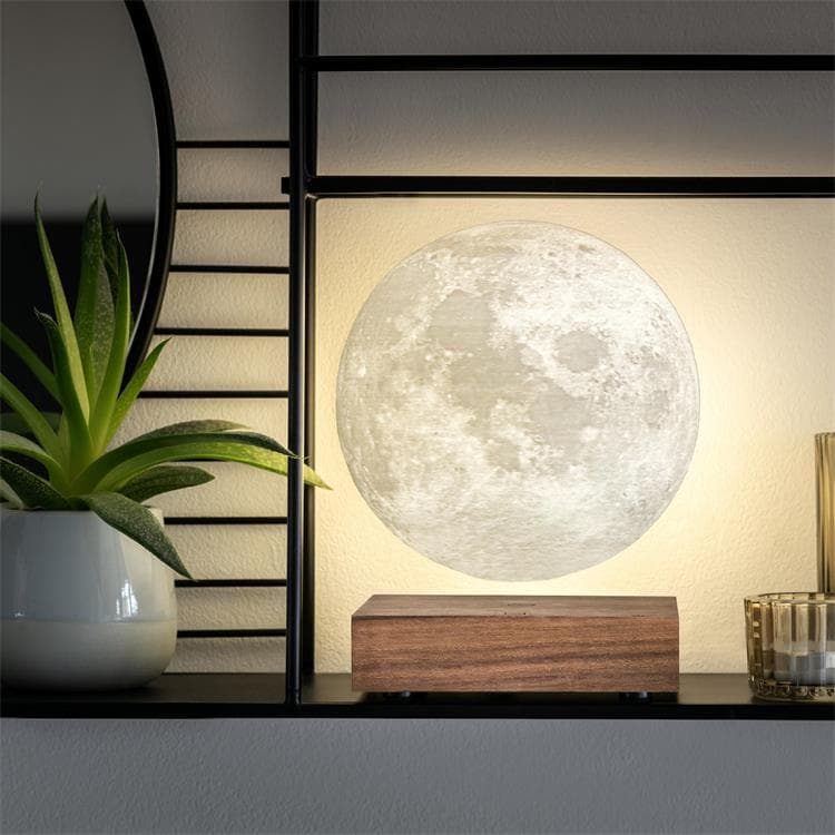 Lampe lune en lévitation LED H18cm MOON noyer