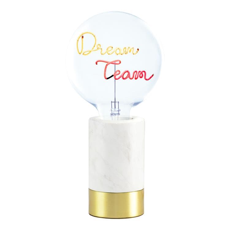 DREAM TEAM-Lampe à poser Marbre/Verre H 28.7cm Blanc