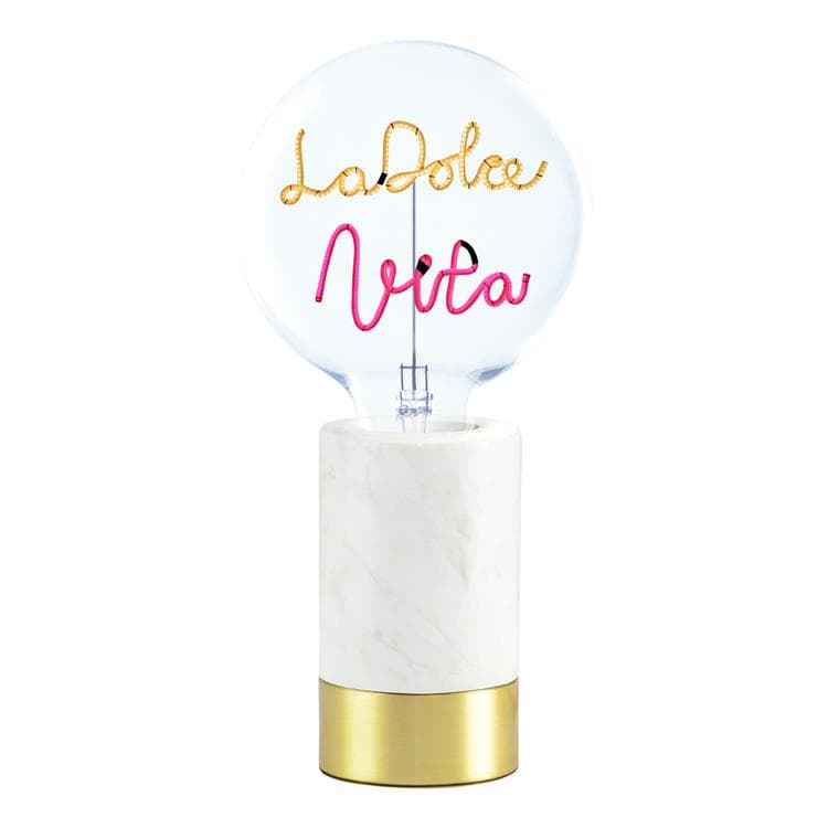 LA DOLCE VITA-Lampe à poser Marbre/Verre H 28.7cm Blanc