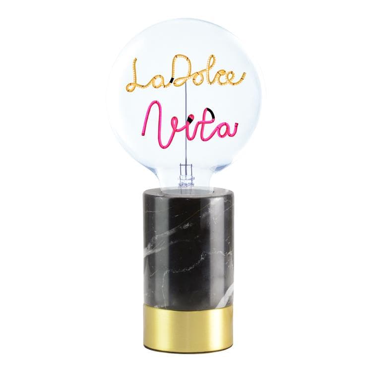 LA DOLCE VITA-Lampe à poser Marbre/Verre H 28.7cm Noir