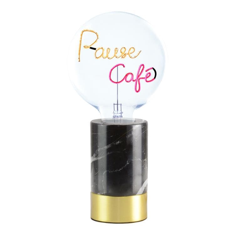 PAUSE CAFE-Lampe à poser Marbre/Verre H 28.7cm Noir