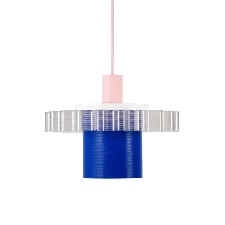 Suspension Matériaux recyclés L28cm GIGI n°1 Rose Bleu Blanc