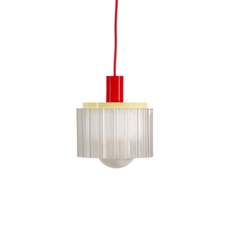 Suspension Matériaux recyclés L18cm GIGI n°2 Rouge / Jaune / Blanc