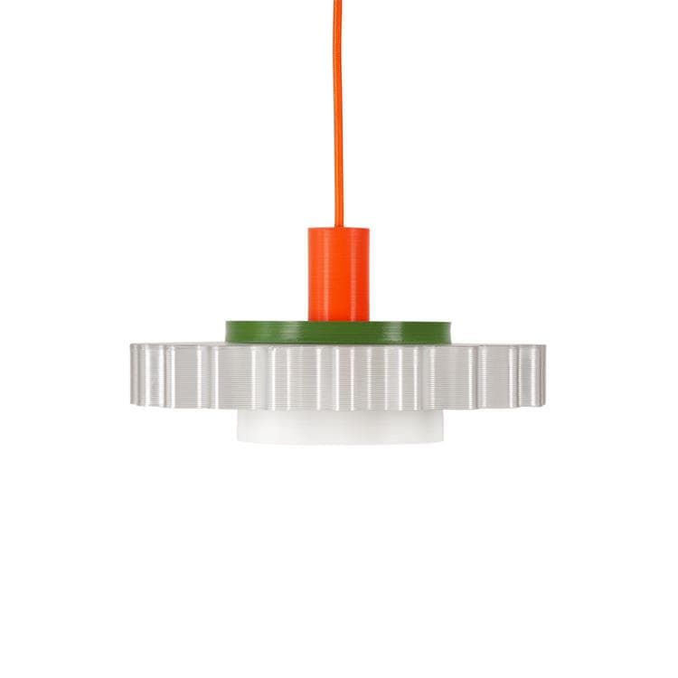 Suspension Matériaux recyclés L28cm GIGI n°3 Orange Blanc Kaki