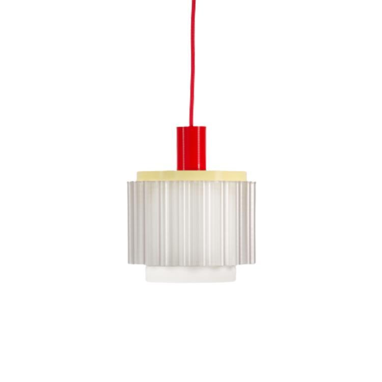 Suspension Matériaux recyclés L18cm GIGI n°4 Rouge / Jaune / Blanc