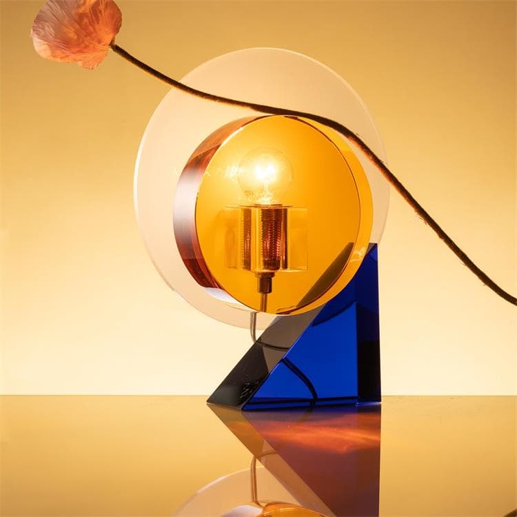 Lampe à poser Cristal/Plomb H29cm ECLIPSE jaune bleu et blanc