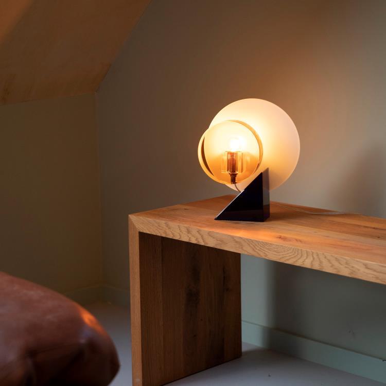 Lampe à poser Cristal/Plomb H29cm ECLIPSE jaune bleu et blanc
