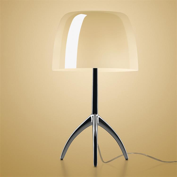Lampe à poser Métal & Verre avec Variateur H45cm LUMIERE GRANDE ivoire aluminium