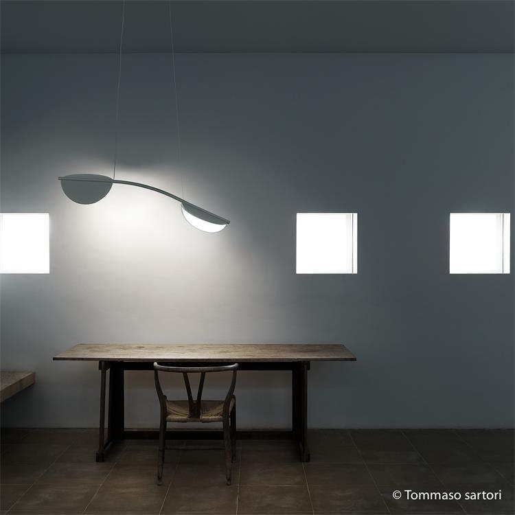 Suspension orientable LED 2 lumières L115cm ALMENDRA S2 ARCH SHORT Blanc
