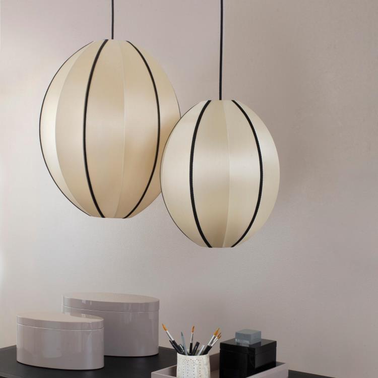 Suspension Soie H40cm OVAL S noir bronze