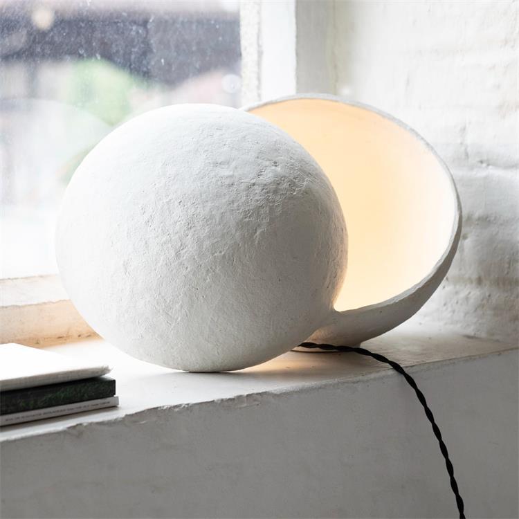 Lampe de table en papier maché H25cm EARTH Blanc
