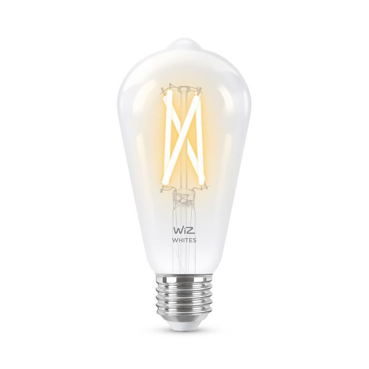 Ampoule LED connectée filament E27 6.7W=60W 806lm dimmable blanc chaud blanc froid Ø6.4cm EDISON Transparent
