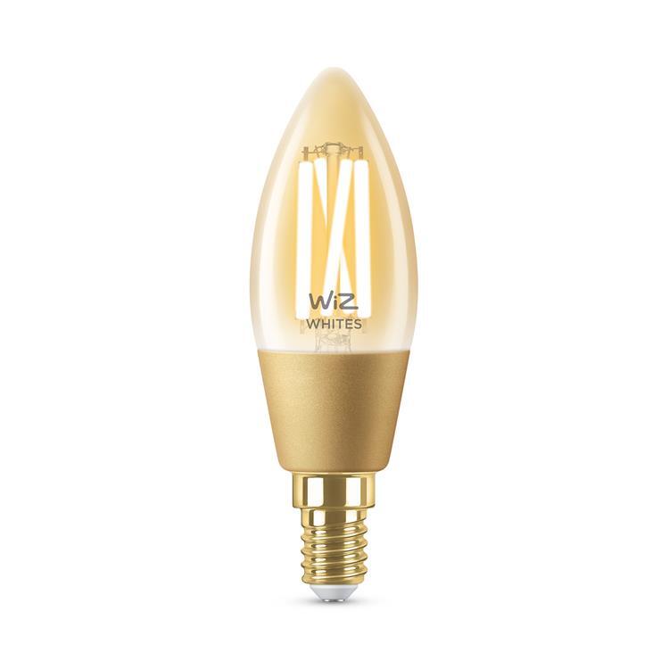 Ampoule LED connectée filament E14 4.9W=25W 370lm dimmable blanc chaud blanc froid Ø3.5cm FLAMME ambre