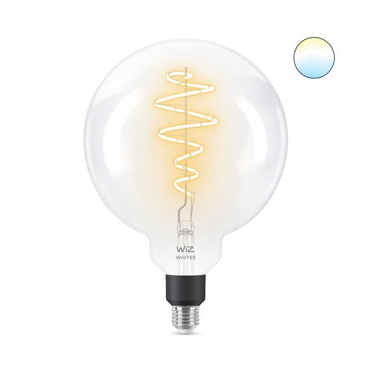 Ampoule LED connectée filament E27 6.5W=40W 470lm dimmable blanc chaud blanc froid Ø20cm GLOBE Transparent