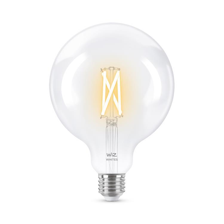 Ampoule LED connectée filament E27 6.7W=60W 806lm dimmable blanc chaud blanc froid Ø12.5cm GLOBE Transparent