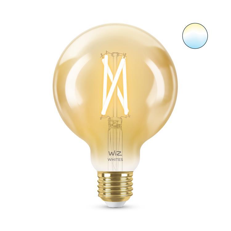 Ampoule LED connectée filament E27 6.7W=50W 640lm dimmable blanc chaud blanc froid Ø9.5cm GLOBE ambre