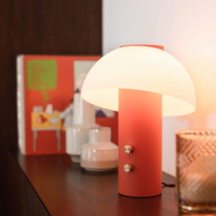 Lampe à poser LED Enceinte Métal/Verre H30cm PICCOLO terracotta