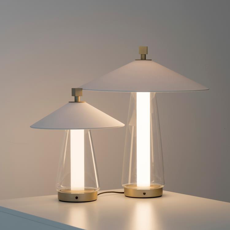 Lampe à poser LED avec Variateur Métal Ø35cm ASIA Nickel/Blanc