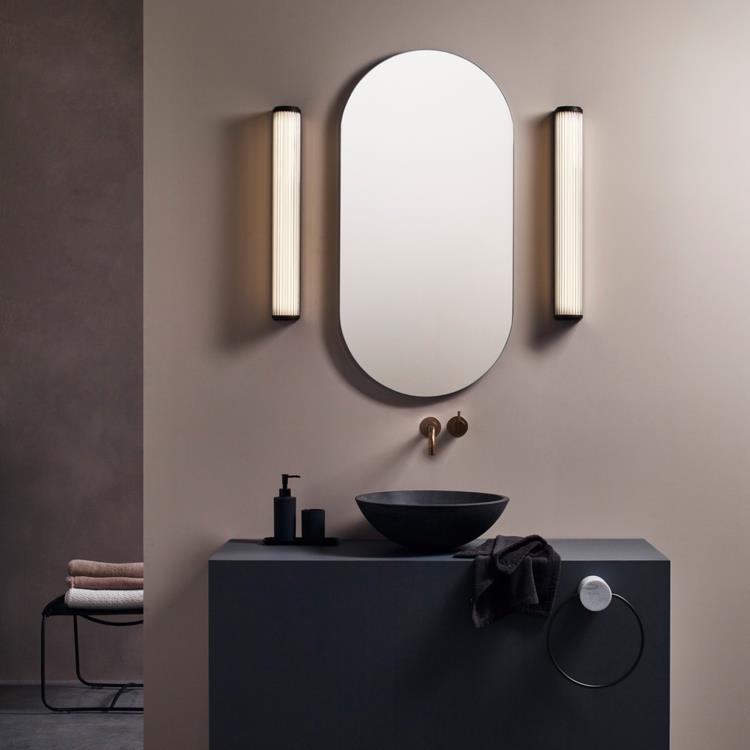 Applique murale LED Salle de Bain Métal/Verre strié H60cm VERSAILLE 600 LED bronze