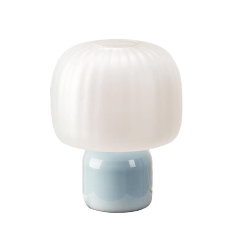 LOULOU-Lampe à poser LED Verre teinté/Verre dépoli H30cm Bleu