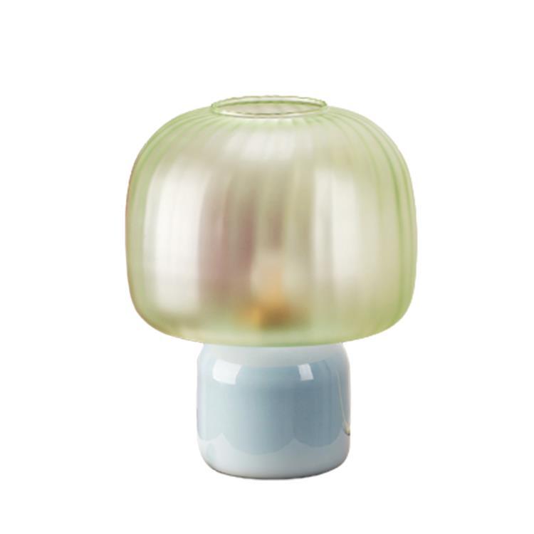 LOULOU-Lampe à poser LED Verre teinté/Verre dépoli H30cm Bleu