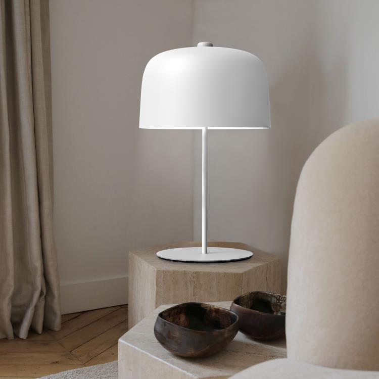 Lampe à poser aluminium et bioplastique LED H66cm ZILE Blanc