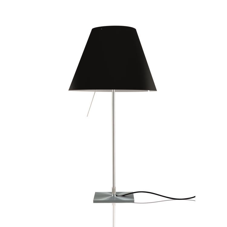 Lampe à poser avec interrupteur H110cm COSTANZA Aluminium / Abat-jour noir réglisse