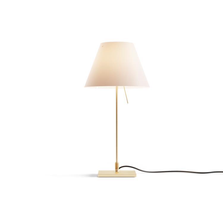 Lampe à poser H51cm avec interrupteur COSTANZINA Laiton / Abat-jour rose pale